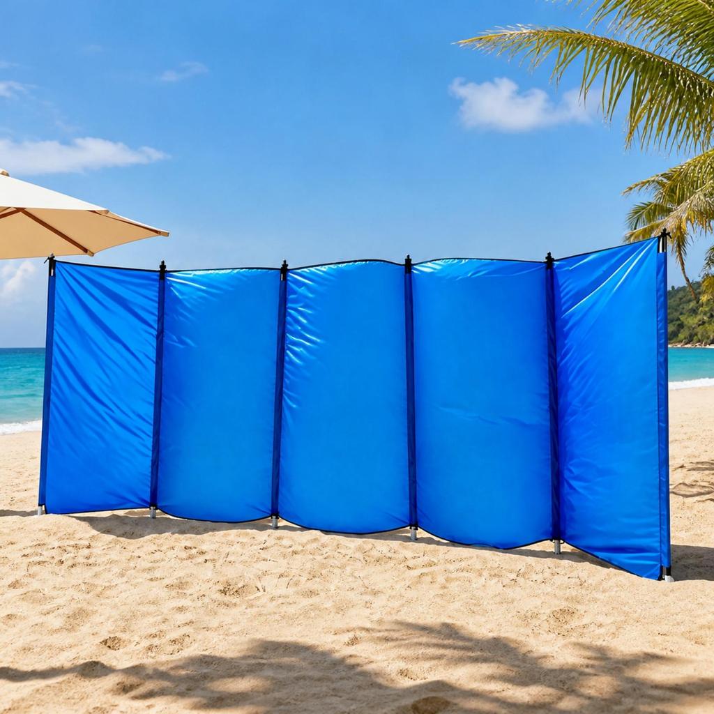 Windproof Five-Panel Folding Windbreak Screen Foldable Portable with