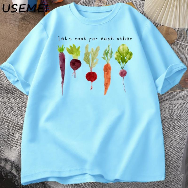 T-shirt Verdura Radici per l'Altra T-shirt Giardinaggio Uomo Donna Vegano Carota T-shirt Casual Manica Corta Cotone Abbigliamento Uomo