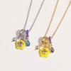 Simple Elegant Ice Cream Necklace Colorful Enamel Pendant Flower Zircon Necklace  Jewelry Gift