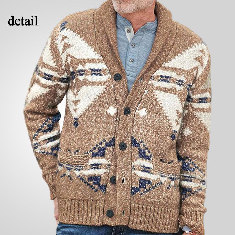 Men's Casual Cardigan Sweaters Vintage Shawl Collar Long Sleeve Knit Button Down Cardigans With Pockets Fall Winter Sweater Knitted Outwear for Men