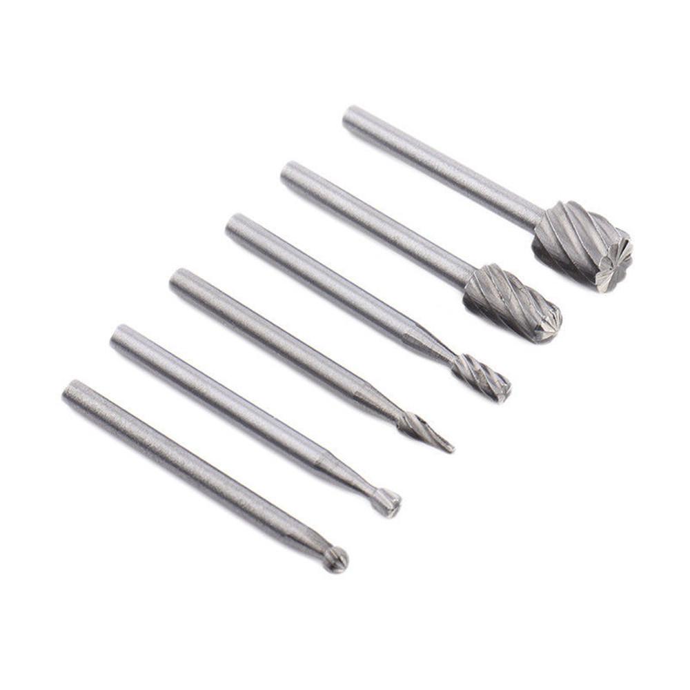 6pcs Woodworking Rotary Burr Router Bits Files Wood Cutter Milling Carving Tool