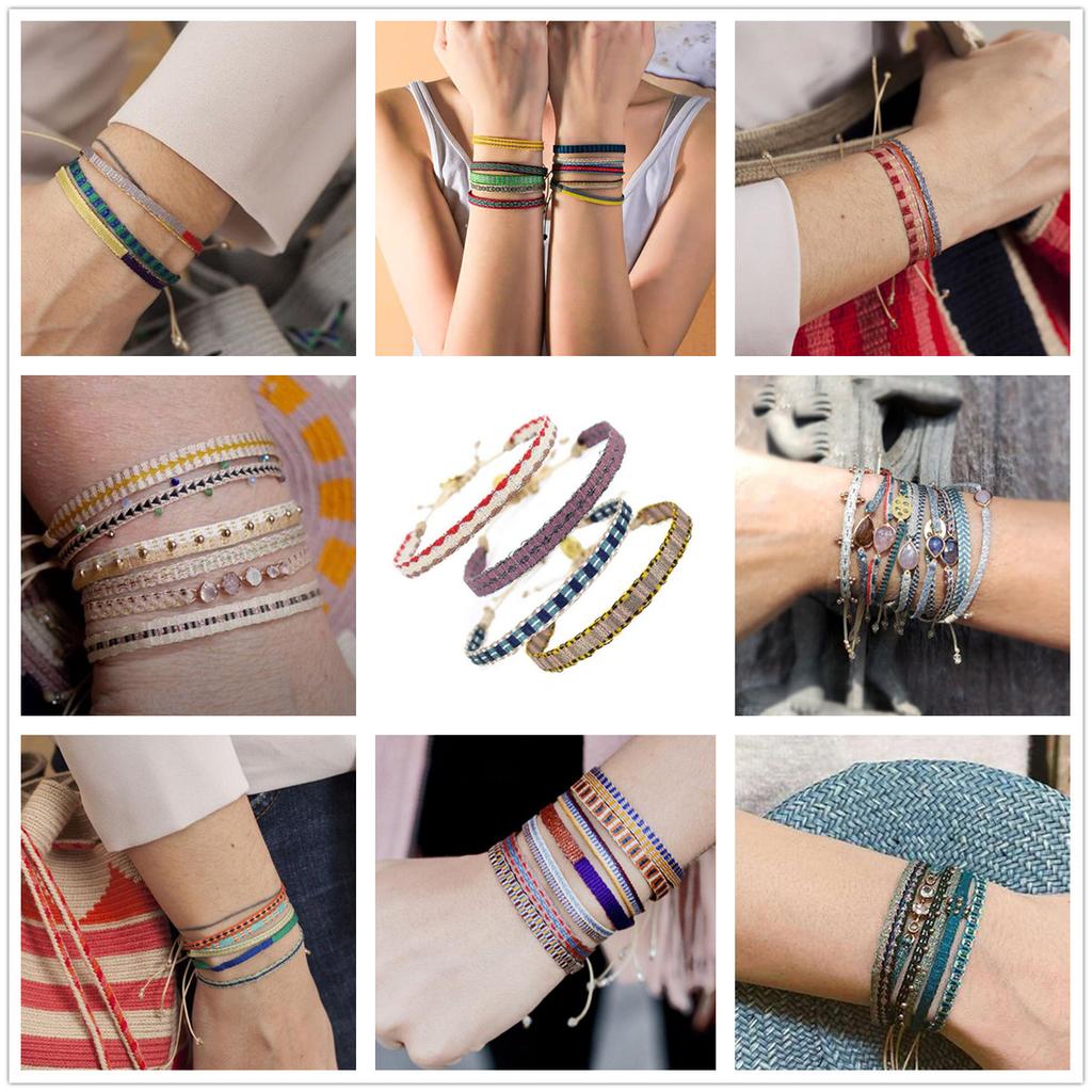 Wholesale Handwoven Bracelet Colombia Cloth Braided Wristband Bracelets for Women Men Gift Hippie Boho Friendship Jewelry