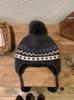 Retro Hairball Knitted Wool Hat for Children, Thickened In Autumn and Winter, Cold-proof and Warm Ear Protection, Lei Feng Hat Shows a Small Tide