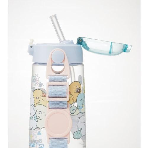 Skater Children's Clear Silicone Water Bottle with Straw, 480ml, Sumikkogurashi "Shirokuma Hometown" Design, for Girls, PDSH5-A