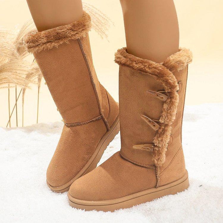 Fashion 2026 women's new luxury  winter velvet snow boots with warm and non slip cotton shoes and buckle snow boots