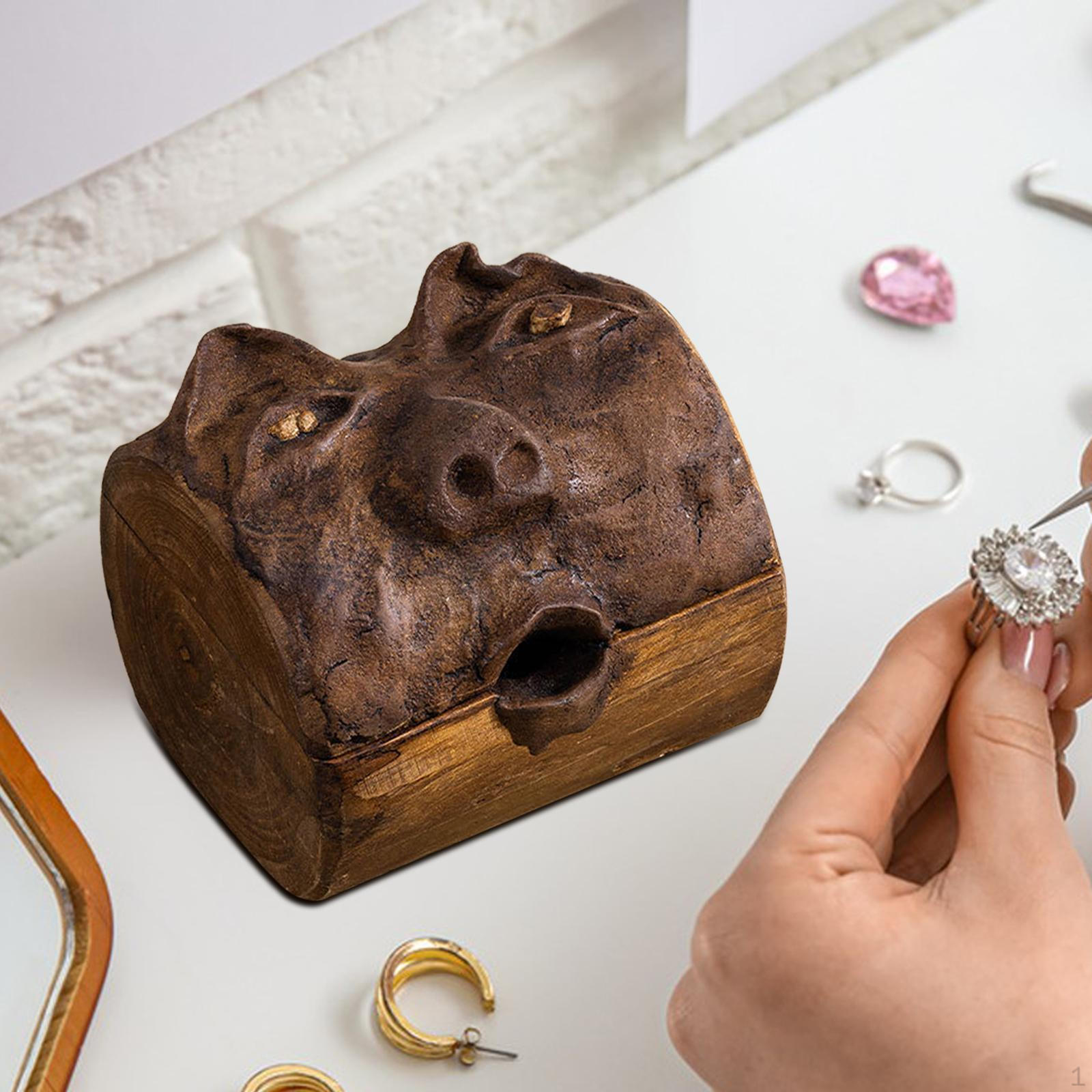 

Органайзер для ювелірних виробів у вигляді людського обличчя Дерев яний контейнер для зберігання сережок, підвісок style C
