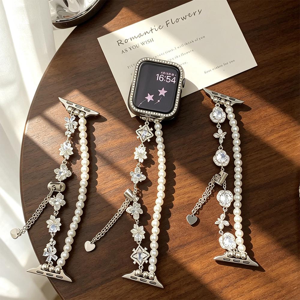 Diamond & Pearl Chain Watch Strap for Apple Watch Series 2-10