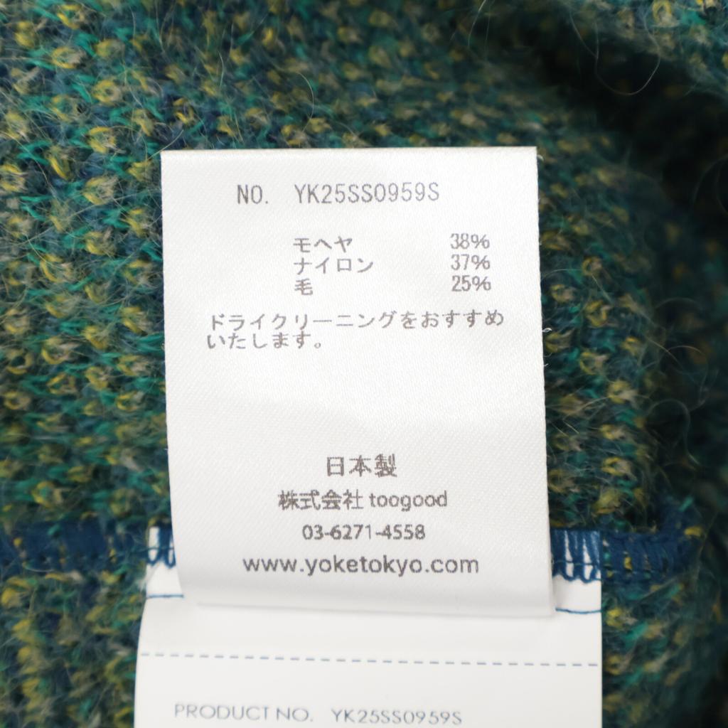 YOKE 25Stainless Steel Full TREE JAQUARD MOHAIR SWEATER tops 2 blueUsed