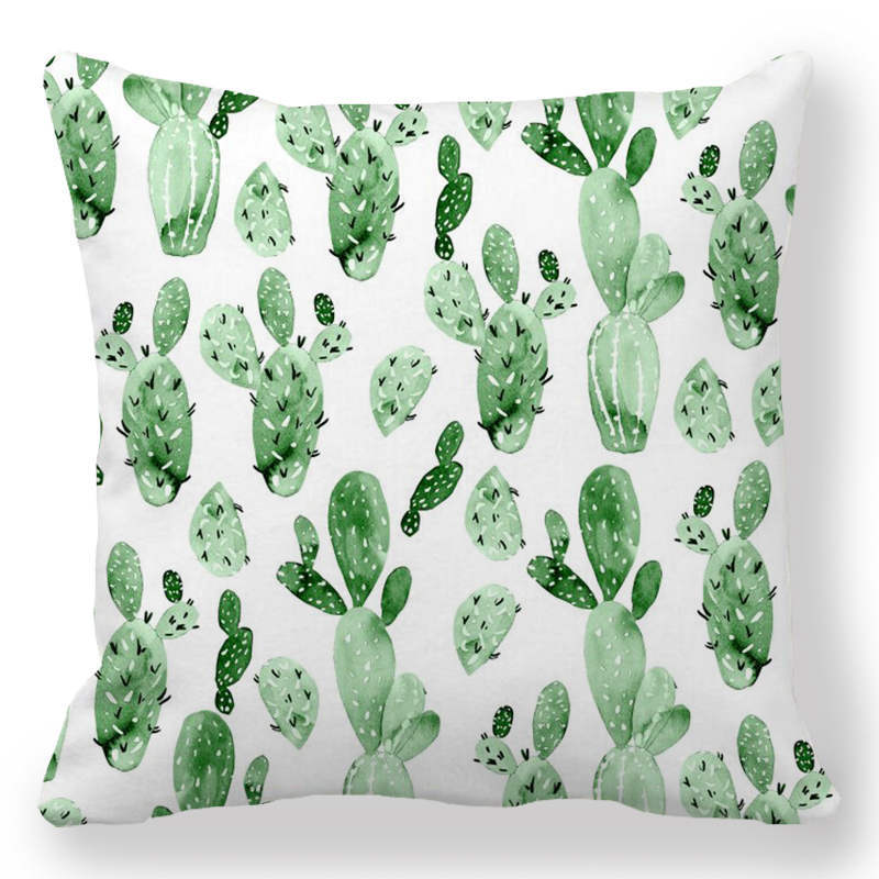 Indoor Home Bedroom Sofa Bed Chair Pillow Suite Room Aesthetic Art Cactus Succulent Plant Pillowcase