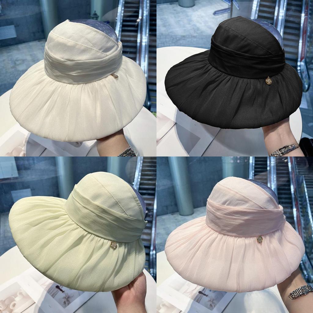 Cappello da sole estivo in rete pieghevole con tesa larga per donne, protezione solare per esterni