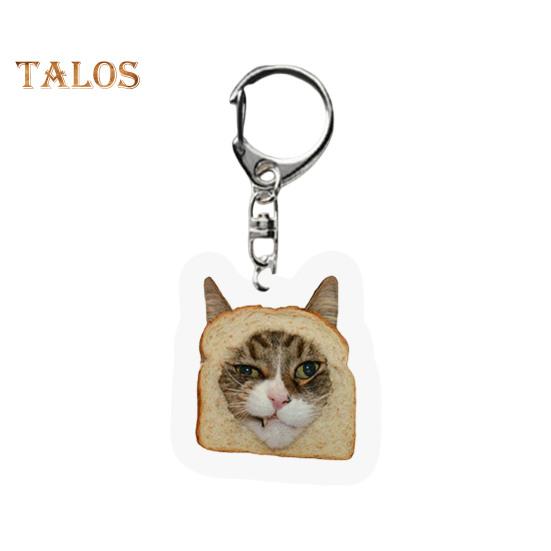 

Брелок для ключей в виде кота с тостом, прозрачный акриловый толстый ремень, застежка-карабин, брелок для автомобиля, сумка, аксессуары, подарок на рождественскую вечеринку A