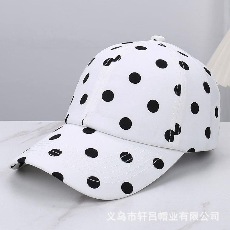 Japanese Xiaoxiangfeng Polka Dot Baseball Cap Spring And Summer Big Head Circle Show Face Small Fashion Versatile Shade Cap