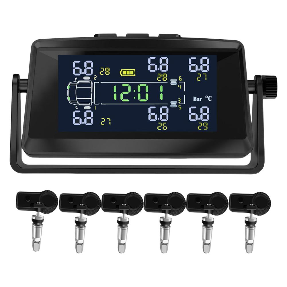 Tire Pressure Monitoring System with 6 Sensors Tire Pressure Monitor System Tyre Temperature Monitor for RV Trailer Camper