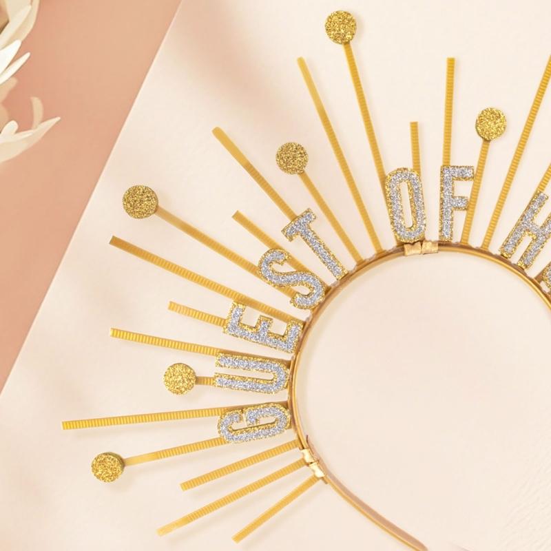 Guest of Honors Crownpiece Headbands NonSlip Hairhoop with Spiked For Dancing Event Wedding Ceremony Dressingup Headwear