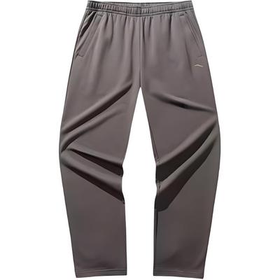Casual Simple Solid Color Thickened Warm Elastic Straight Leg Knitted Sports Pants Men Bottoms Dark-Brown Gray 952547307-4