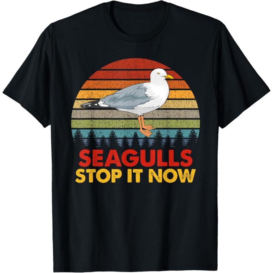 Seagulls Bird Lover Stop It Now Vintage Retro Funny Seagulls T-Shirt S