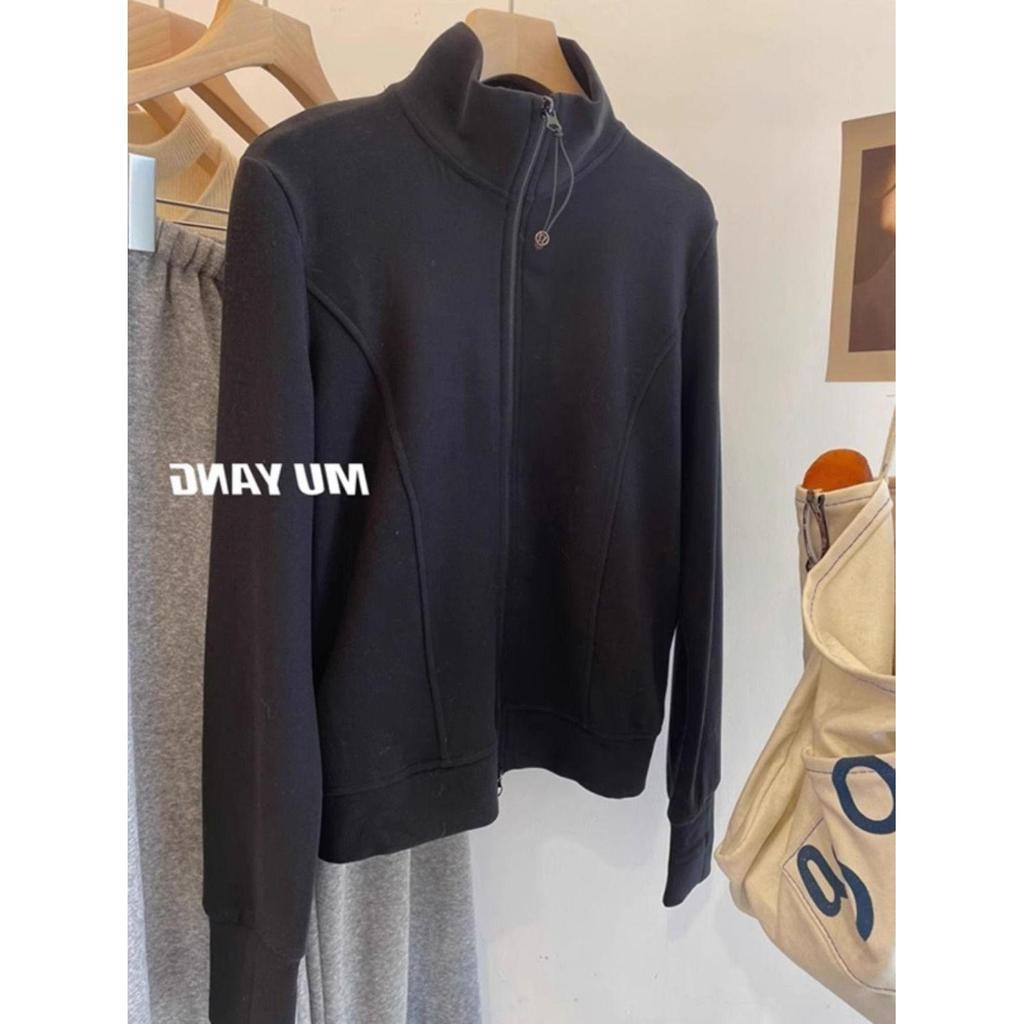 2025 Autumn/Winter Korean Style Zipper Stand Collar Velvet Sweatshirt Women's Casual Long Sleeve Cardigan Jacket