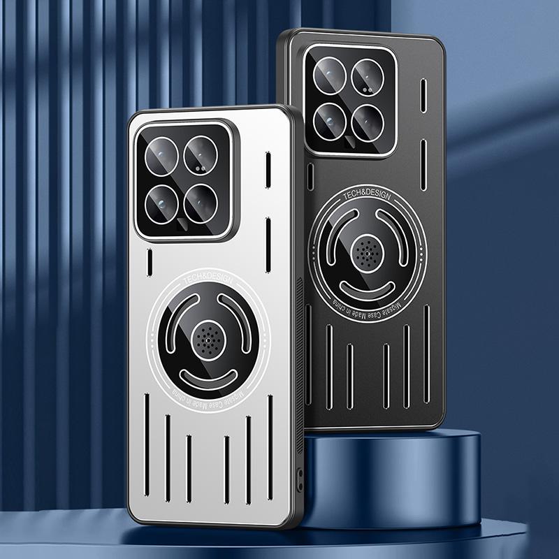 Für Xiaomi 14 Magnetische Hülle TPU+Metall Wärmeableitung Handyhülle mit PC-Linsenfolie