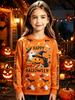 Halloween Sweatshirts for Girls Fun Cartoon Ghost Pumpkin Graphic Long Sleeve Girl Sweatshirts Sweet Loose Pullover Girl Clothes