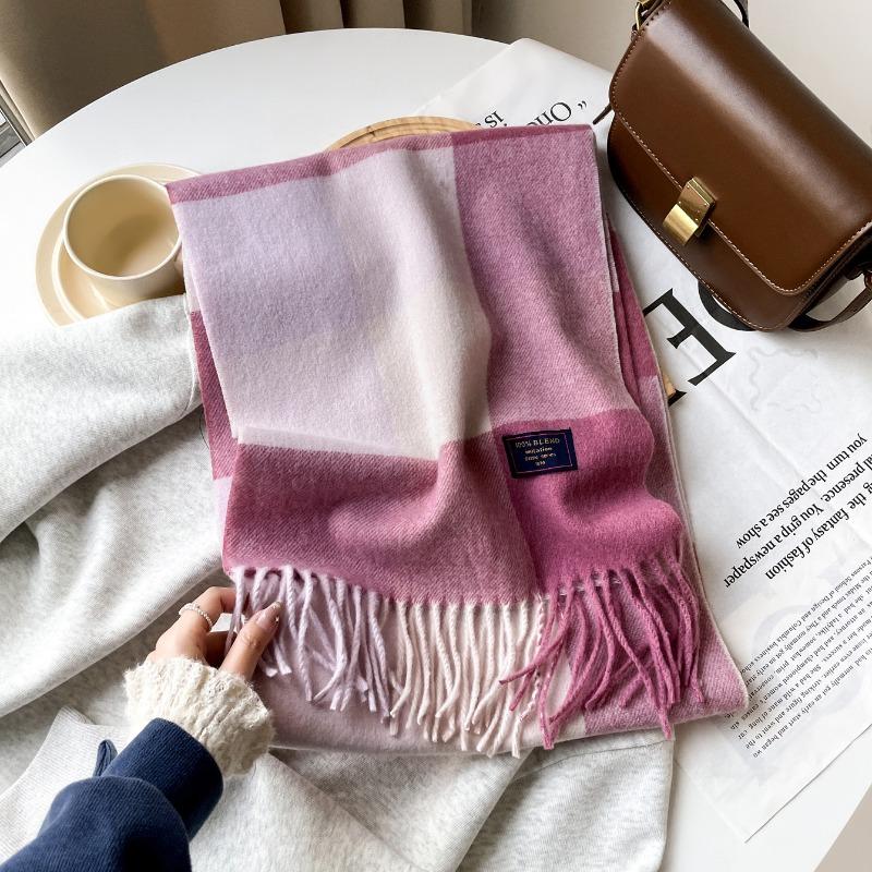 

Yiwu scarf knitted scarf pink atmosphere plaid scarf men s and women s warm scarf shawl 190*23cm
