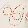 Trendy Red Cherry Pendant Bracelet Set for Women Exquisite Zircon Heart Bracelet Anklet Necklace Wedding Jewelry Girl Party Gift
