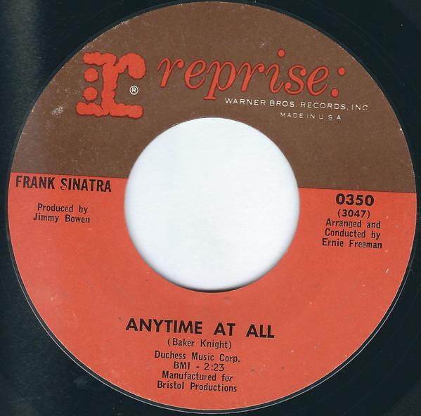 

7inch Record FRANK SINATRA - Anytime At All 0350 Reprise Records 1965 US Jazz Used