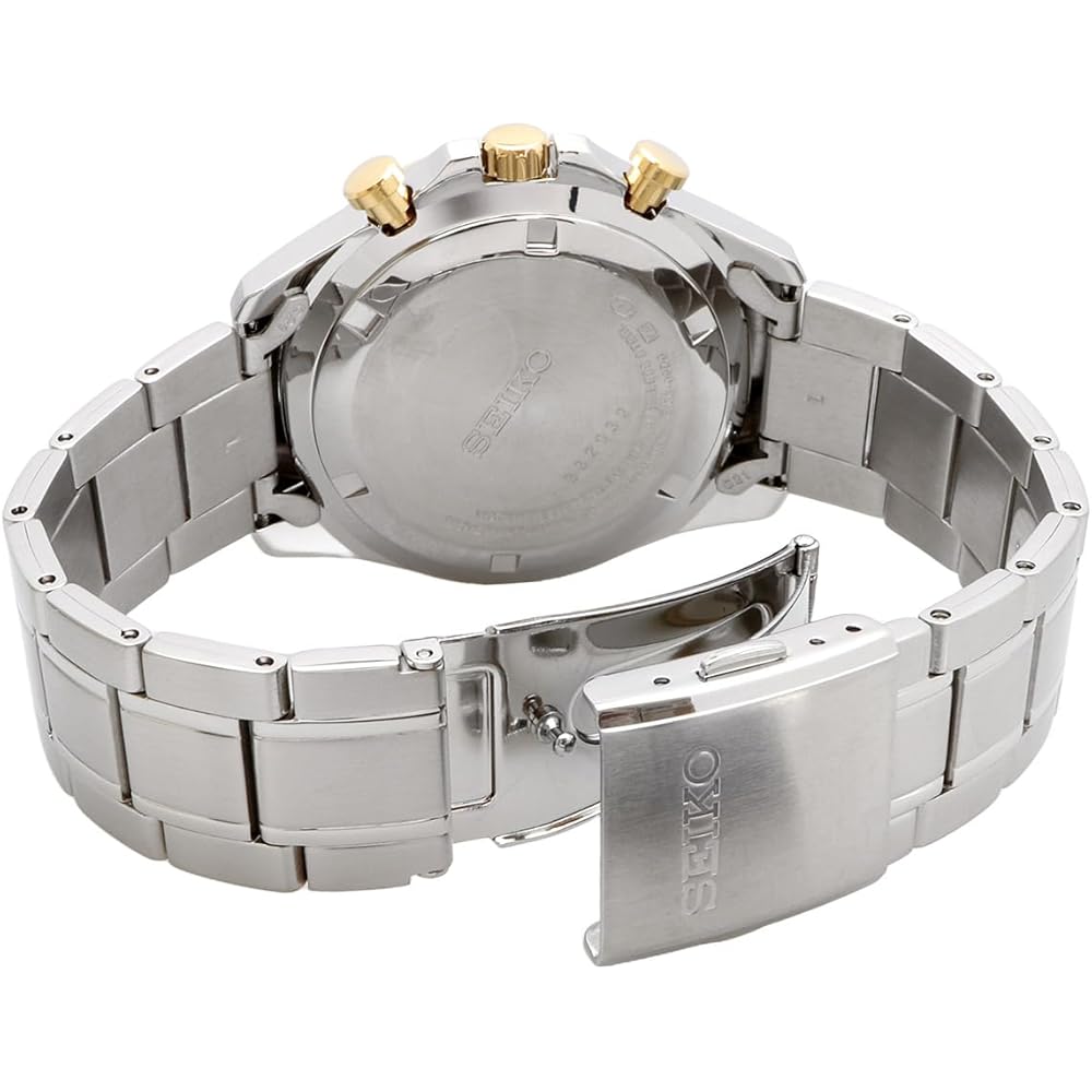 Seiko SBTR015 Men's 1/5-Second Chronograph Quartz Watch, Black and Gold [Official Japanese Product]