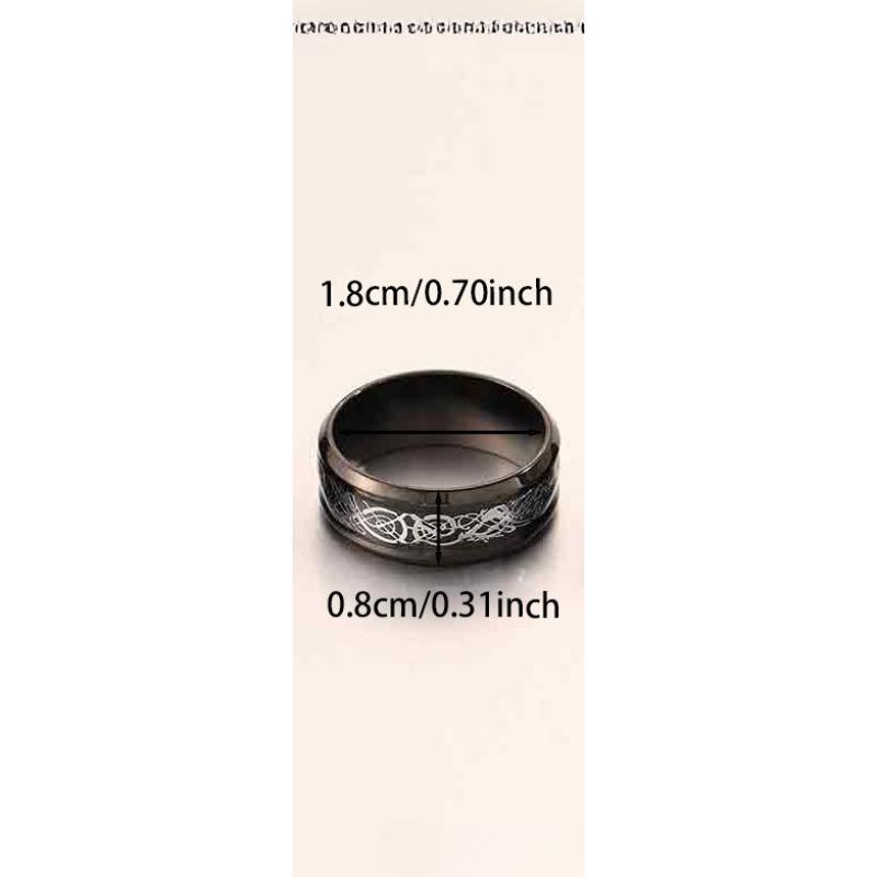 Men's Hip-Hop Titanium Steel Ring with Black Patterns - Bold, Individualistic, Fashionable and Versatile Finger Ring