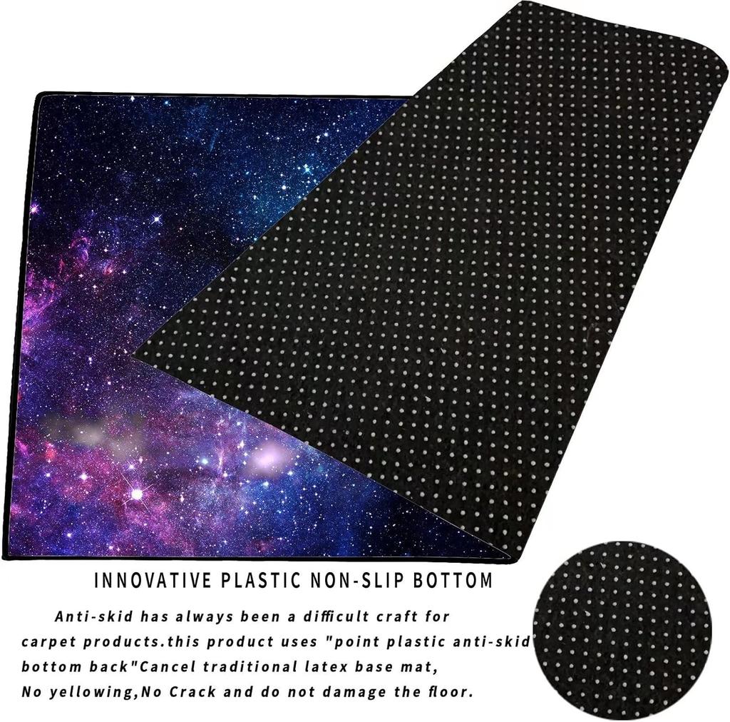 kxry 2 * 3 Feet Galaxy Soft Area Rugs for Kids Girls Boys Blue and Purple Outer Space Starry Sky Universe Floor Carpet for Living Room Bedro