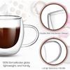 15 Pcs Double Walled Espresso Cups Insulated Clear Tea Cups with Handle Glass Coffee Mug