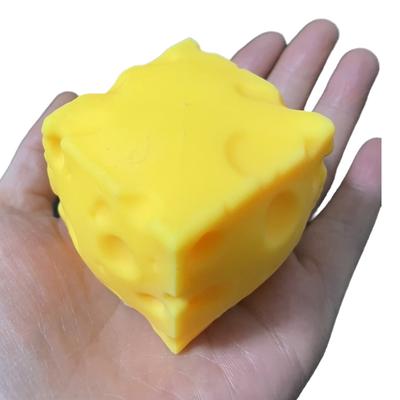 Balle anti-stress cube de fromage Forme de fromage Balle à presser Modulable Jouet Fidget Anti-rebond Jouet sensoriel Anti-stress Cadeau de Noël