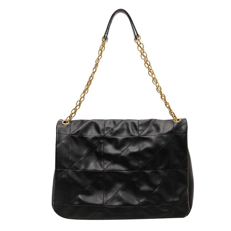 Fashion Diamond Chain Large-capacity Tote Bag Women's 2025 New High-end PU Leather Foreign-style Commuter Shoulder Bag