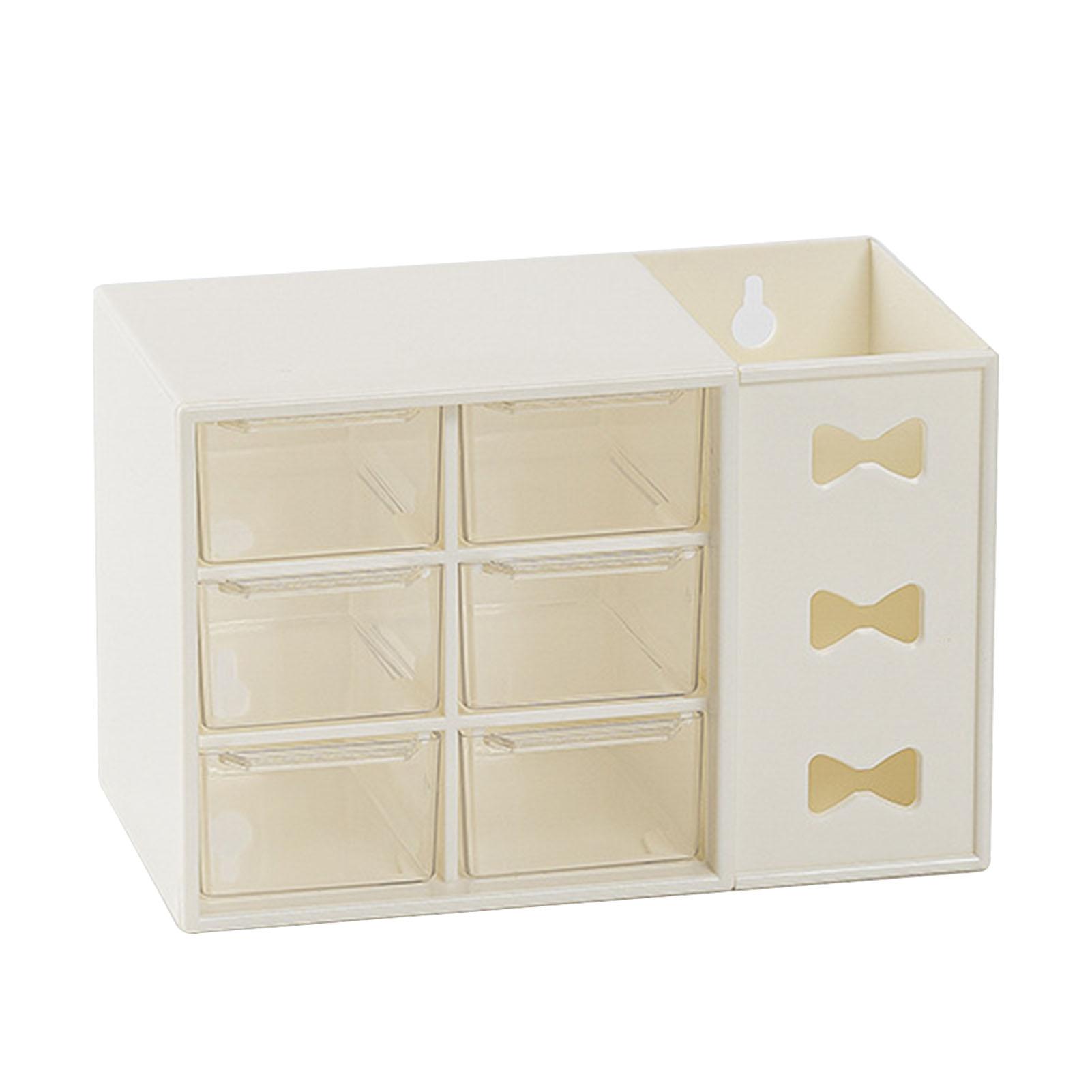 

Подставка-органайзер для ручек с 6 выдвижными ящиками, пылезащитная, для студентов и офисных работников, розовая белый