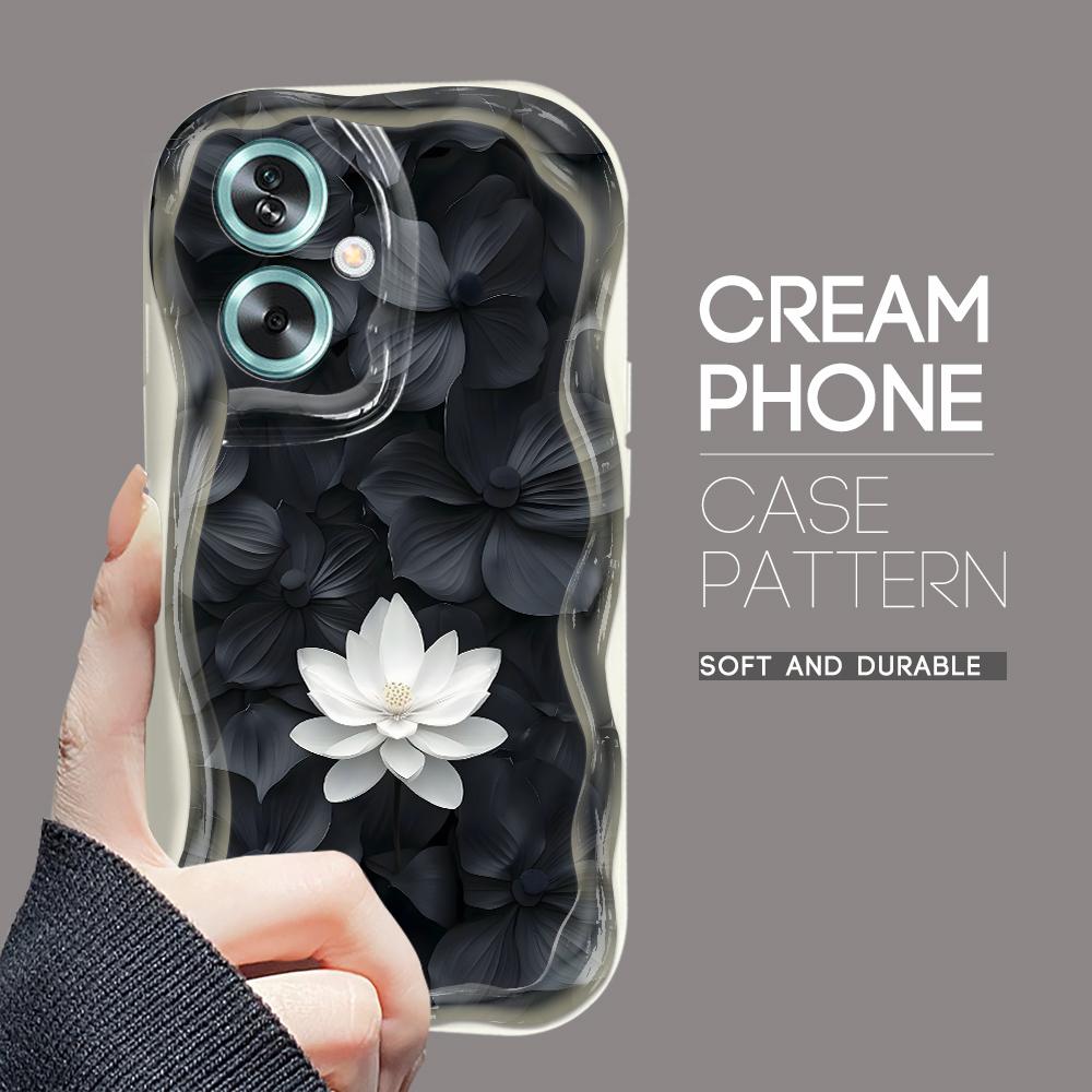 Roztomilý kreslený vzor s krémovou texturou Pouzdro s vlnitým okrajem, měkký silikonový kryt, pouzdro na telefon OPPO Reno Realme