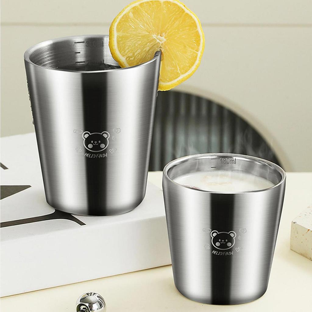180ml/300ml Double Layer Water Cup Tumbler Durable Anti Scald 304 Stainless Steel Kids Drinking Cup Milk Coffee Cups Drinkware