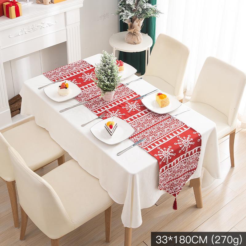 

33*180cm Christmas Table Dinner Decoration Table Flags Party Linen Print Tablecloths Festive Atmosphere Venue Layout Restaurant 1pc