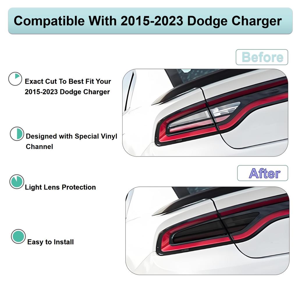 Car Rear Tail Light Sticker Side Moked Lamp Films Smoked Vinyl Precut Tint Overlay for Dodge Charger 2015-2025 Accessories