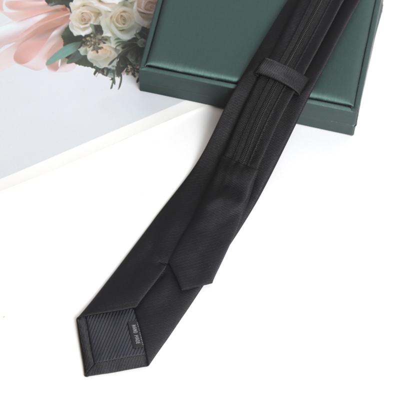 Black Colors Zipper Tie Handmade High Quality Necktie Skinny 6CM Men Ties for Man Women Jacquard Cravat Business Party Corbatas