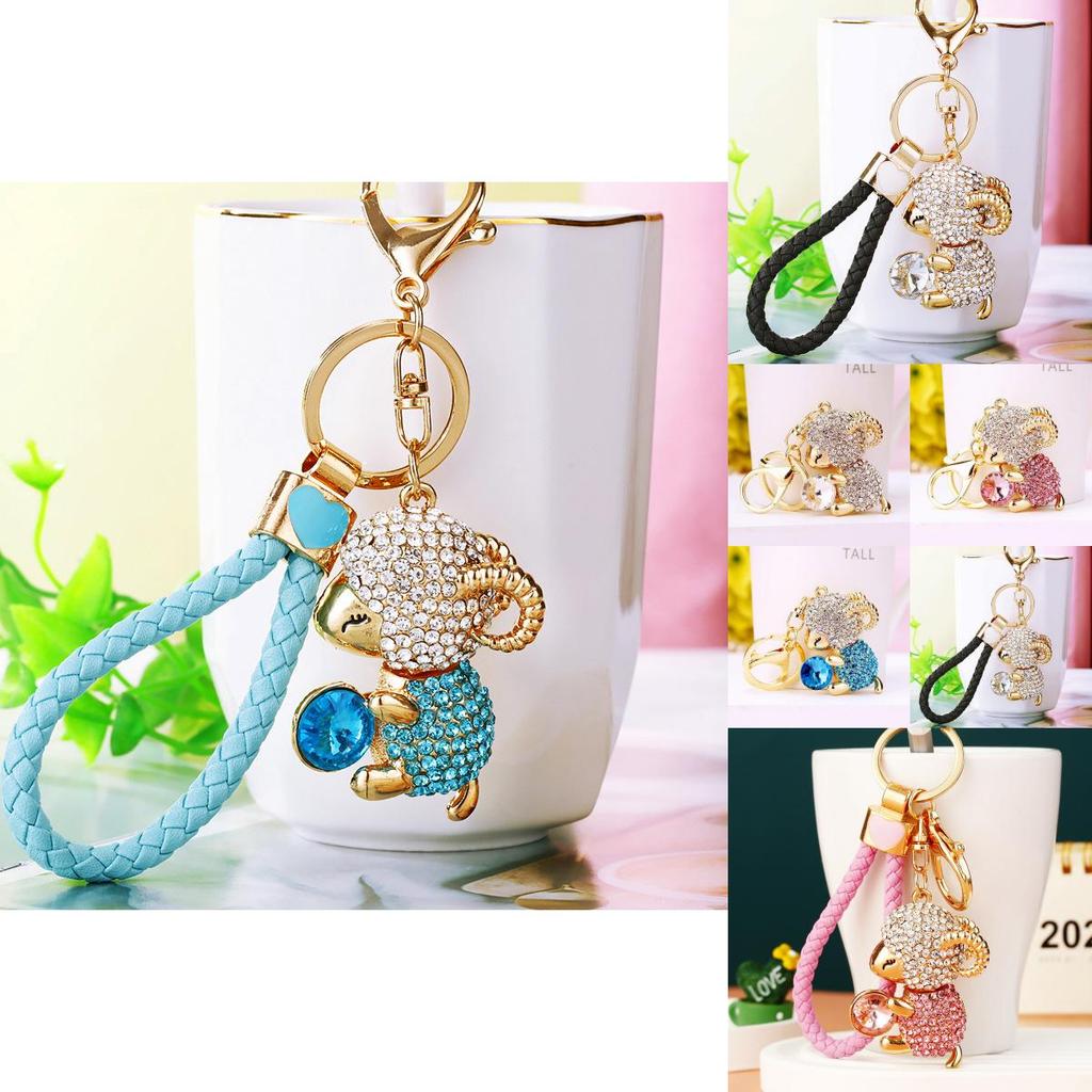 Adorable Zodiac Sheep Keychain With Sparkling Rhinestones For Couples And Friends Gifts