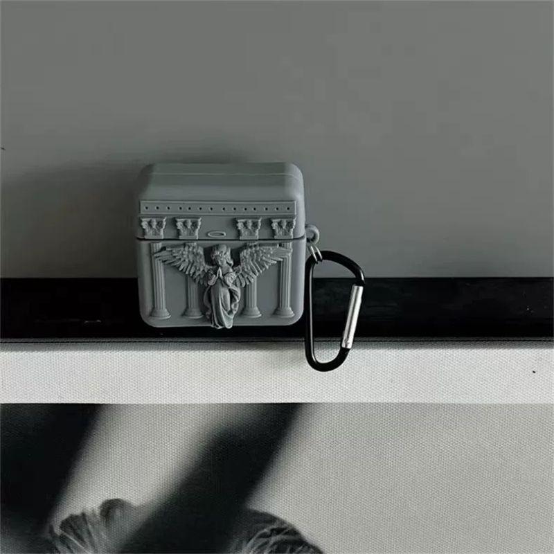 

Защитный чехол для 1/2 поколения Airpodspro2 Силиконовый мягкий чехол Нишевый стиль Третье поколение Противоударный чехол Пятое поколение Бокс Стильный тренд Airpods new three generations Grey Angel