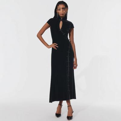 Europäischer und amerikanischer Retro-verbesserter Cheongsam Damen Schlitz Slim Fit Kleid