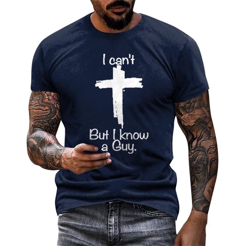 Letní pánské tričko s 3D potiskem písmen, s kulatým výstřihem a krátkým rukávem