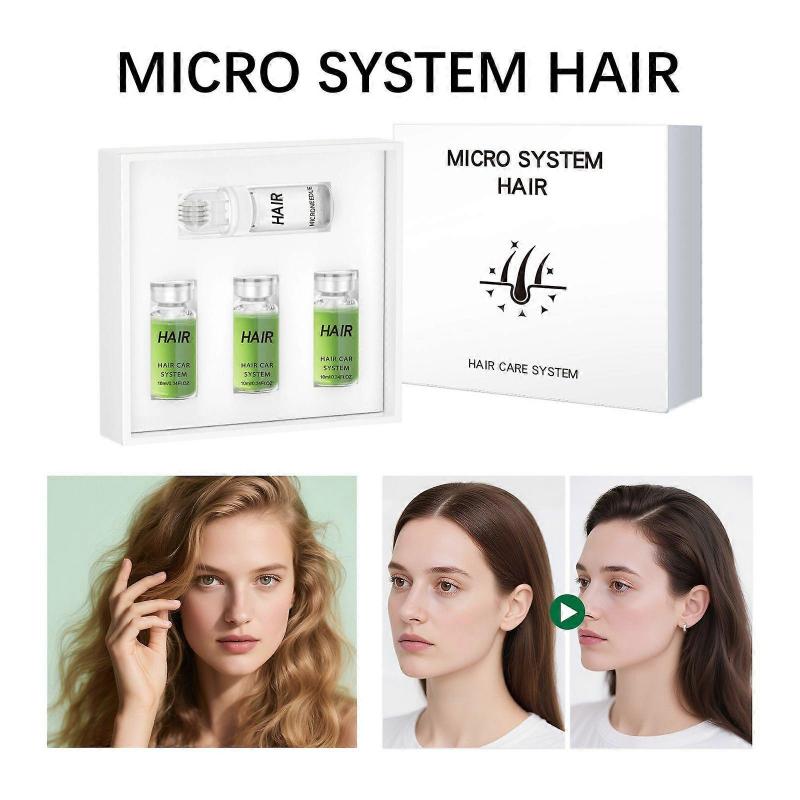 Hair Regrowth System - Advanced Hair Growth Treatment with Ginseng, Eclipta Prostrata, Peppermint Oil & Ginger Root, Thickening Serum, Micro Needle Ha