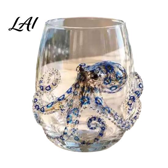 Spezialglasware für Partys Oktopus Glasbecher Ozean Wale Seepferdchen Krabben Quallen Cocktailglas Zuhause Küstenverzierung Bar Handgefertigt