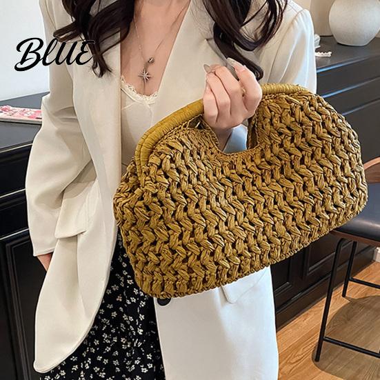 Bolso de Mano de Paja Natural Bolso Grande Tejido para Mujer