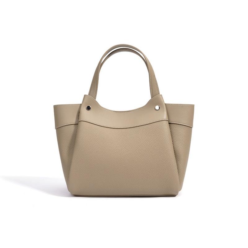 Soft Lichee Pattern Leather Handbags Ladies Versatile Retro Style Genuine Leather Tote Bag Large Capacity Shoulder Shopping Bags