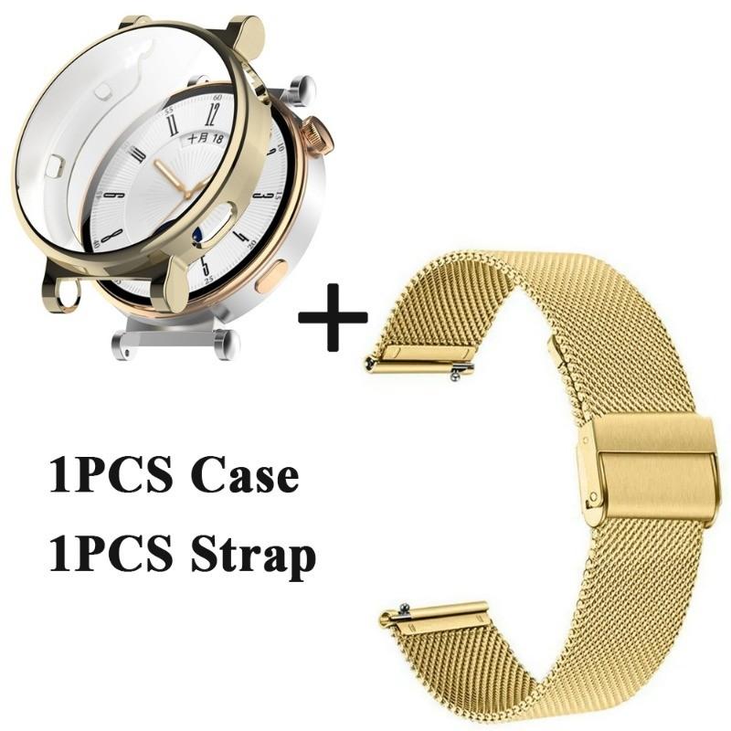 

Чехол TPU + миланский ремешок для Huawei Watch GT 5 46 мм 41 мм металлический браслет ремешок из нержавеющей стали для Huawei GT5 Pro 46 мм 42 мм Shell Correa ремешок для часов GT5 41mm золотой