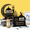 New Moon Castle Advent Calendar Mirror Face Black Ramadan Calendar Ornaments DIY Wooden Eid Mubarak Decor Ramadan