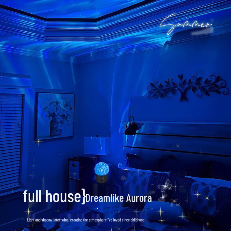 Colorful Aurora Rotating Night Light - Six-Color Dynamic Projection for a Romantic Bedroom Atmosphere (Model A106S)