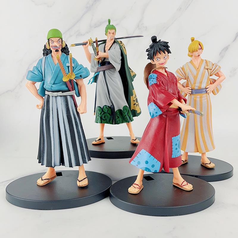 One Piece Onigashima Luffy, Zoro, Ace, & Sanji Anime Figurine Set